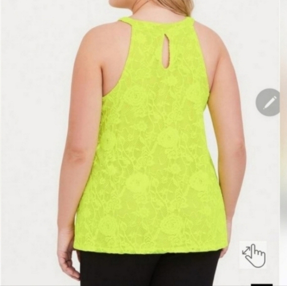 Torrid 3x lace highneck tank neon lime - Picture 2 of 6